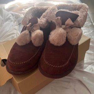 Maroon/purple UGGS with POM POMS